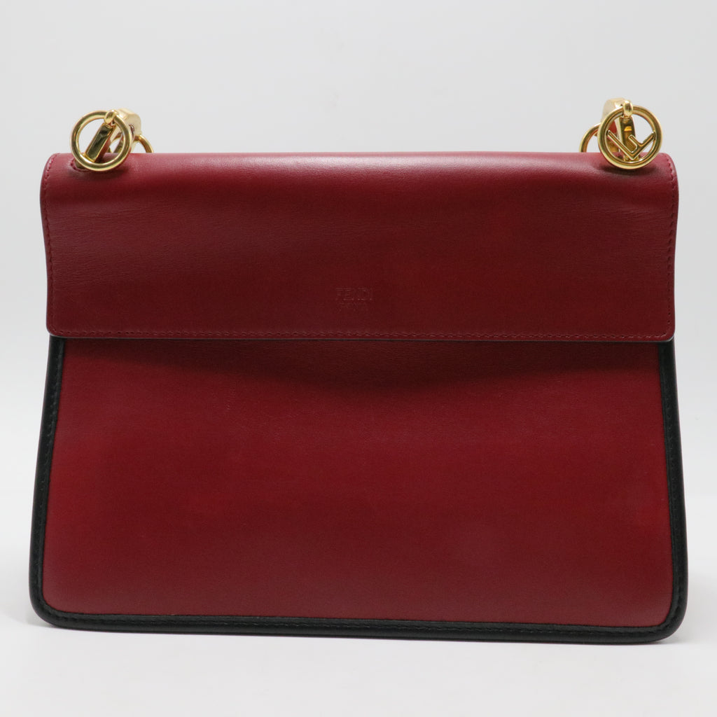 Kan I F Shoulder Bag Leather with Zucca Embossed Detail Medium