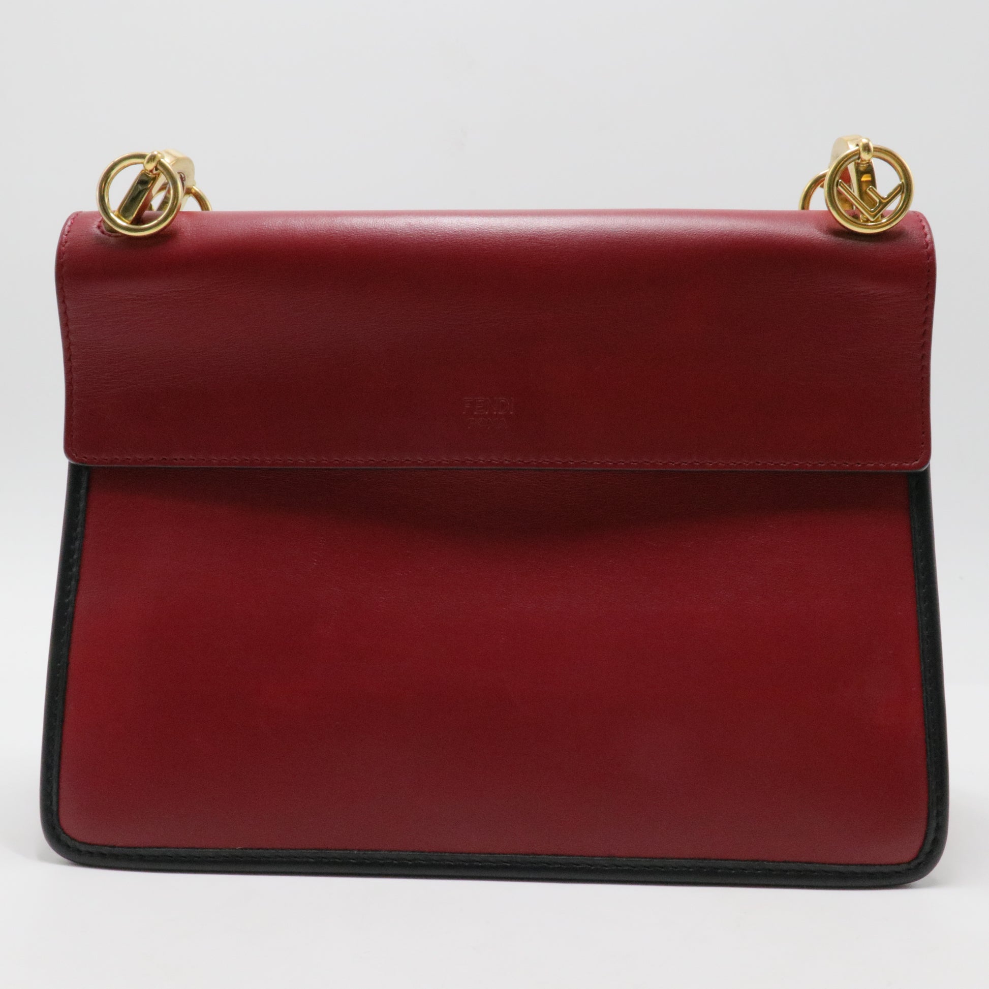 Kan I F Shoulder Bag Leather with Zucca Embossed Detail Medium