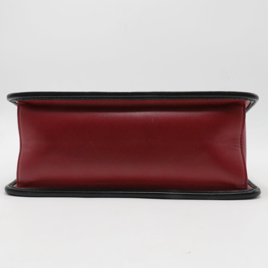 Kan I F Shoulder Bag Leather with Zucca Embossed Detail Medium