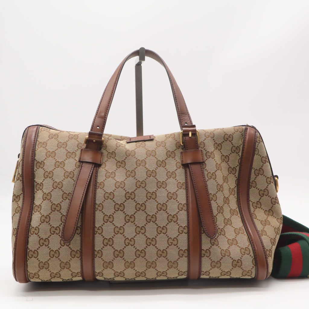 Gucci Beige/Brown GG Canvas Lady Web Boston Bag Twins LDJ4807