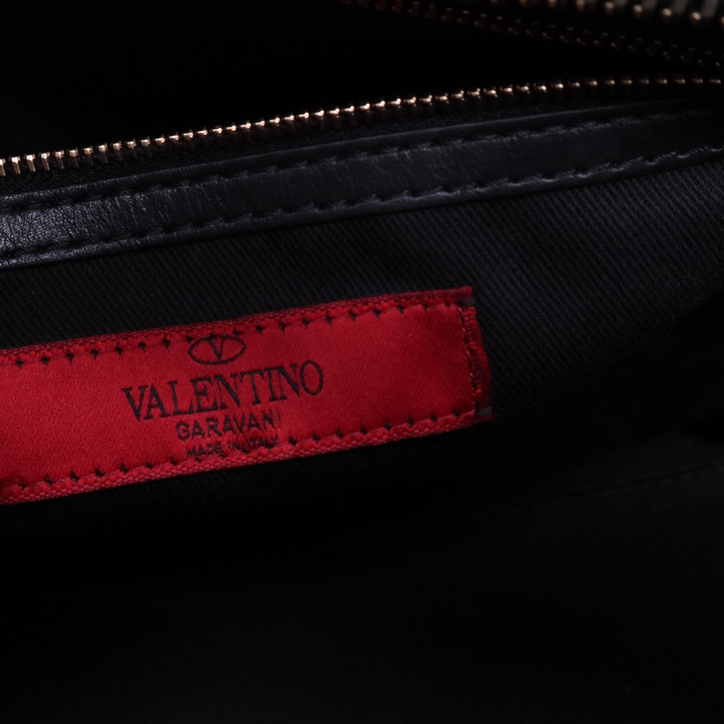 Valentino Black Leather Rockstud Trapeze Tote B12323
