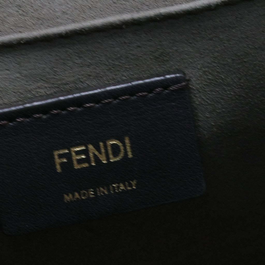 Kan I F Shoulder Bag Leather with Zucca Embossed Detail Medium