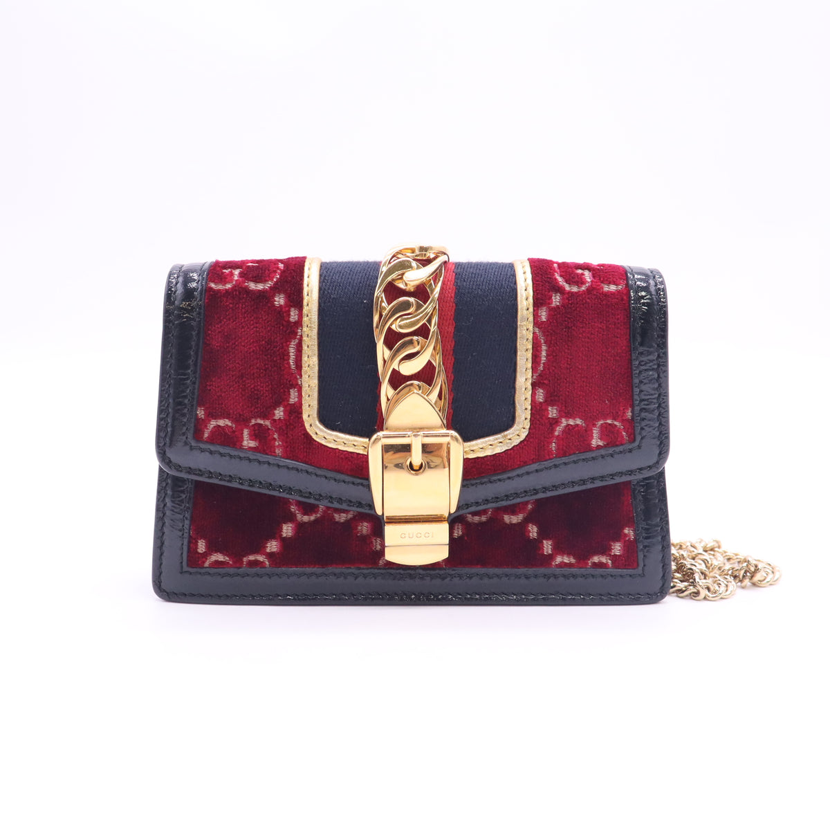 Gucci Sylvie GG Velvet Super Mini Chain Bag B24730