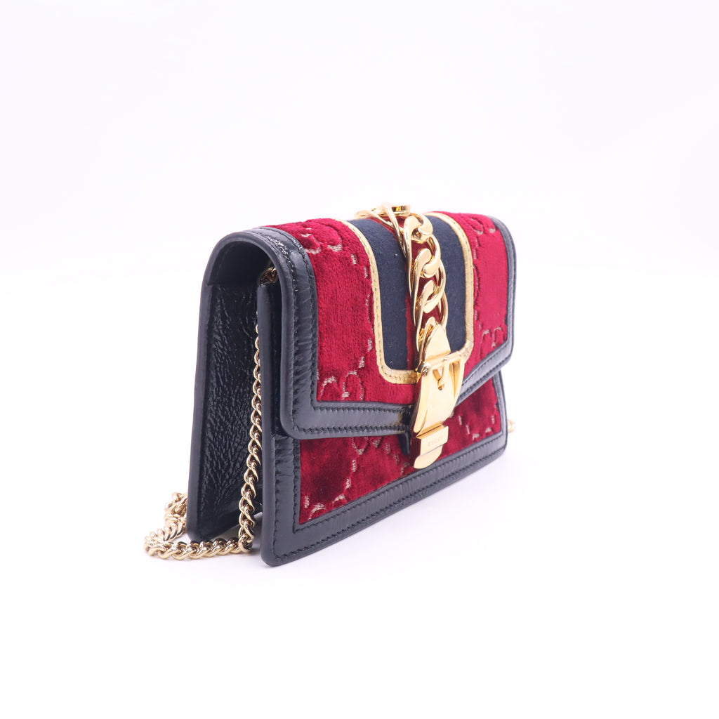 Gucci Sylvie GG Velvet Super Mini Chain Bag B24730