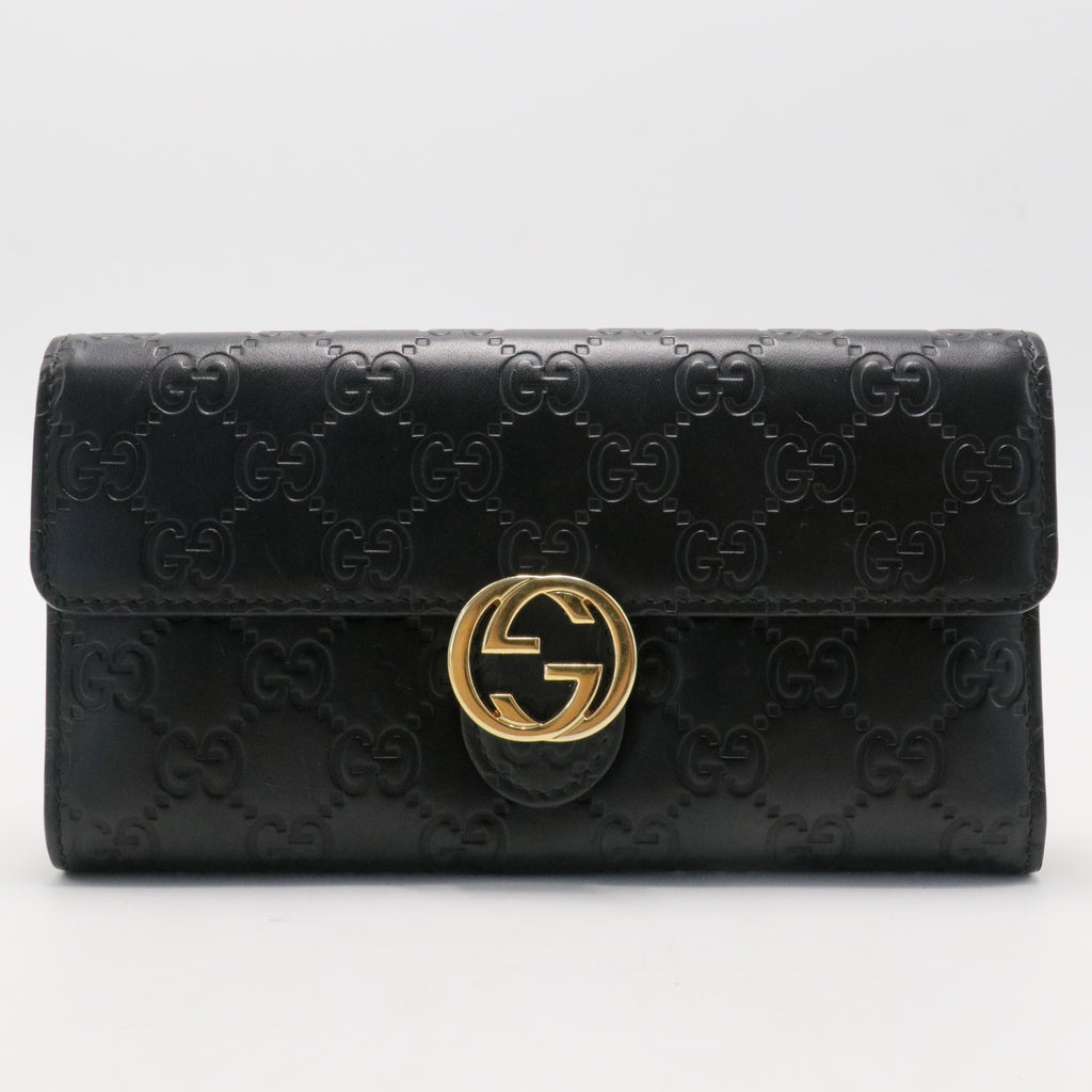 GG Interlocking Long Wallet Black
