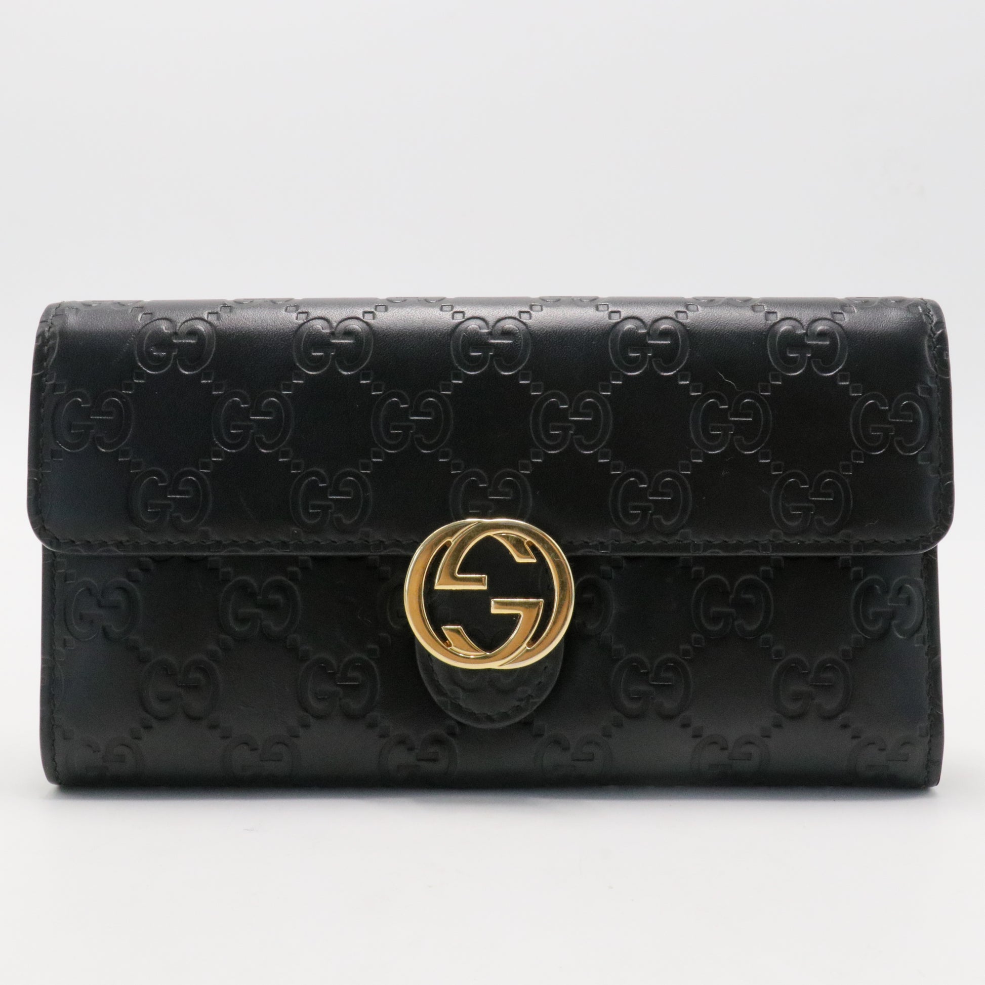 GG Interlocking Long Wallet Black