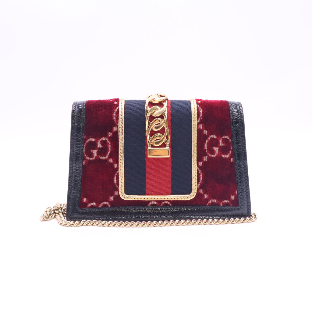 Gucci Sylvie GG Velvet Super Mini Chain Bag B24730