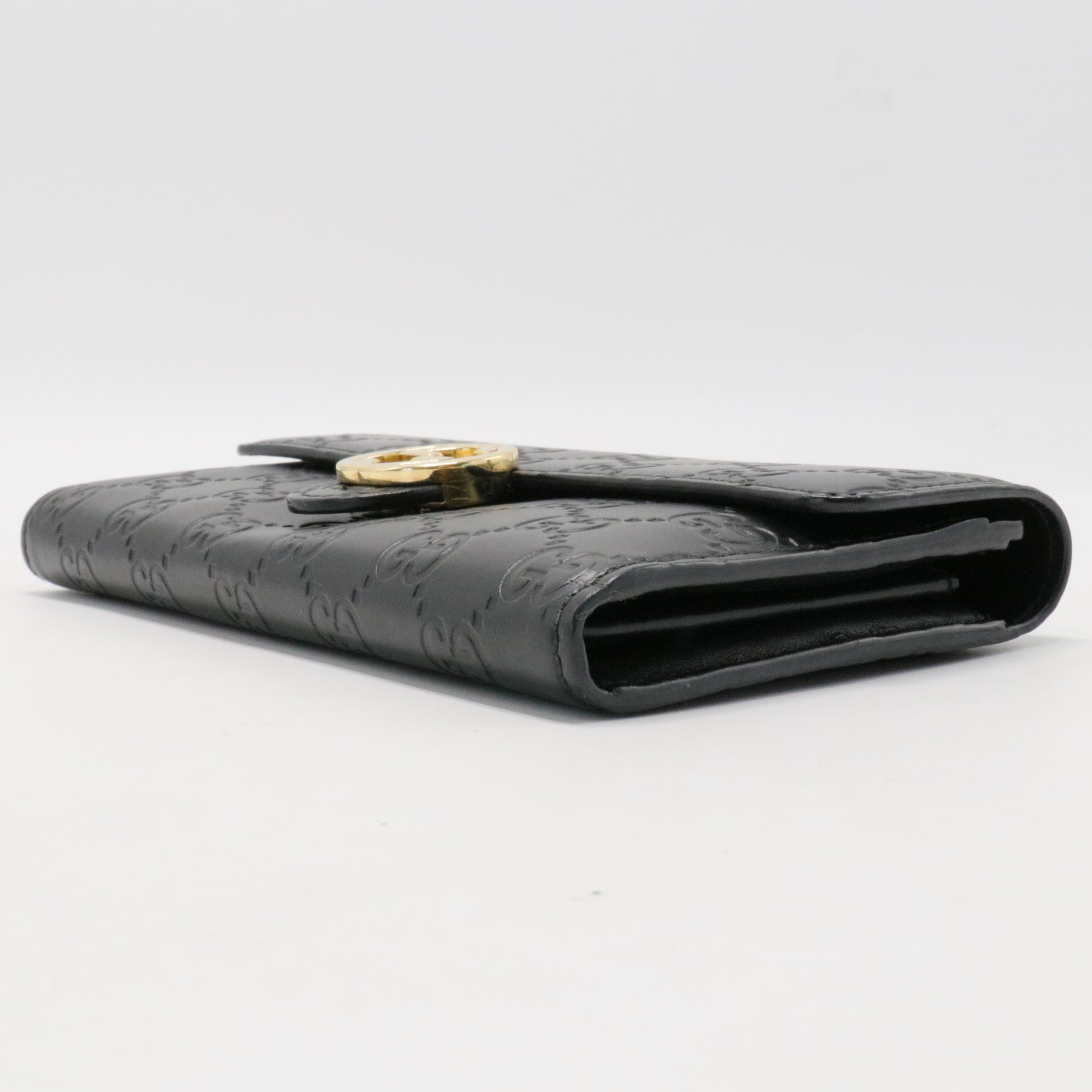 GG Interlocking Long Wallet Black