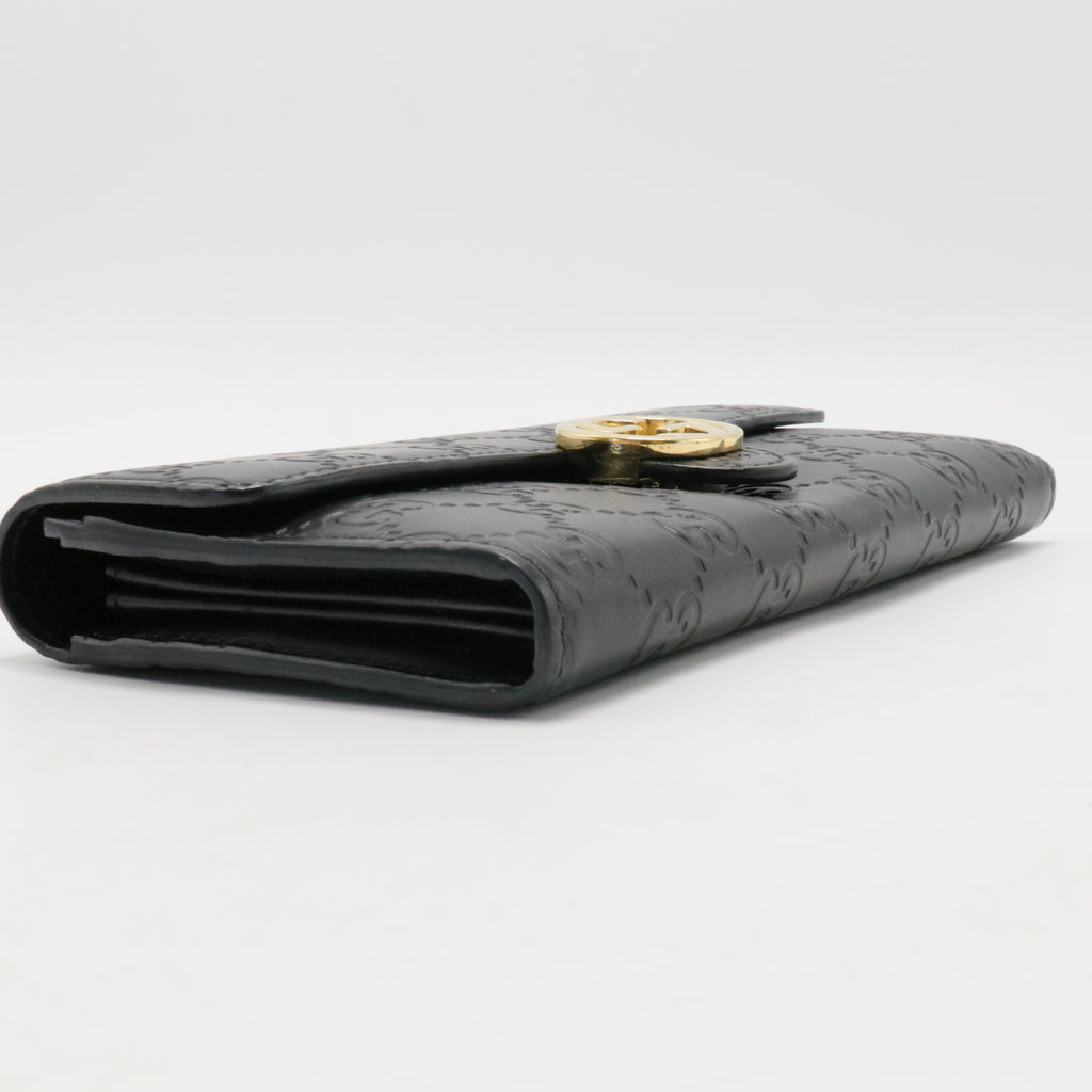 GG Interlocking Long Wallet Black