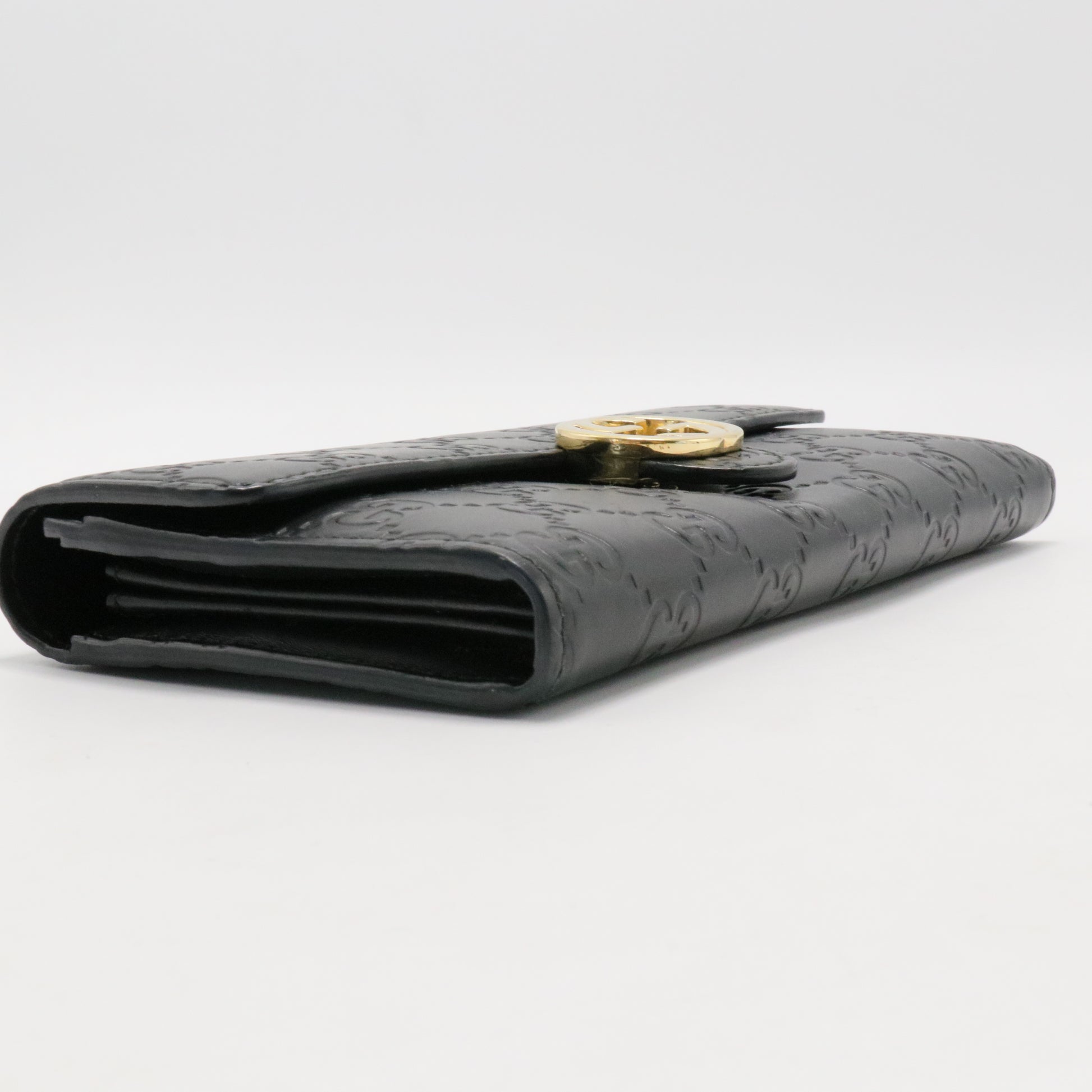 GG Interlocking Long Wallet Black