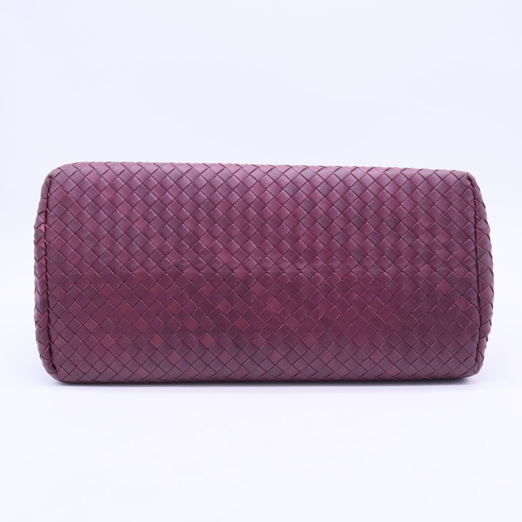 Dark Purple Intrecciato Woven Nappa Leather Roma Tote Bag TWINS B20084