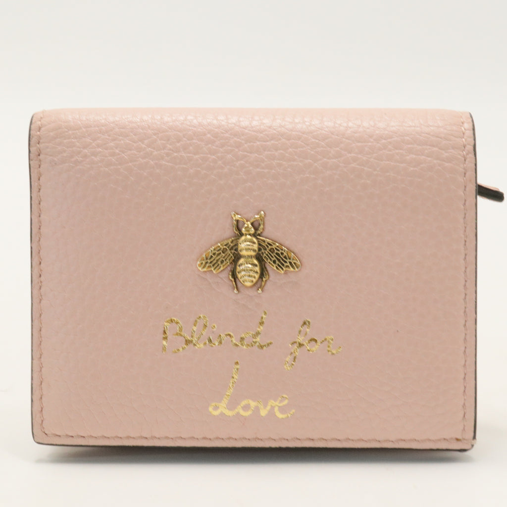Gucci Pink Bee Blind For Love Compact Wallet