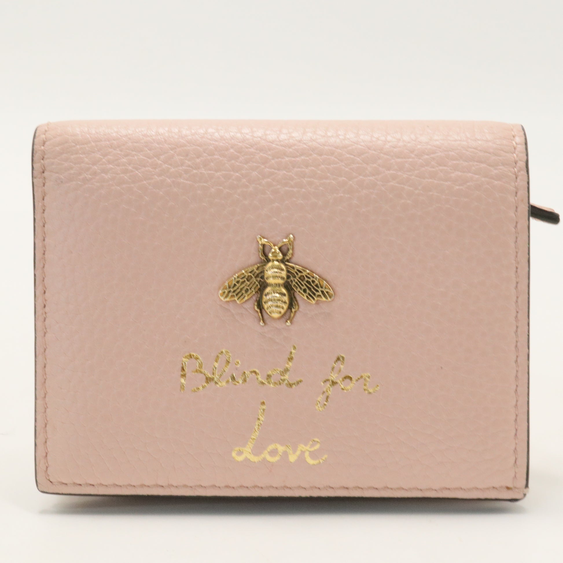 Gucci Pink Bee Blind For Love Compact Wallet
