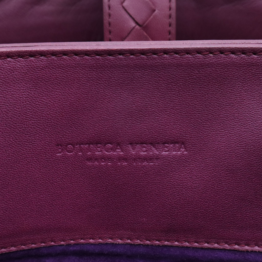 Dark Purple Intrecciato Woven Nappa Leather Roma Tote Bag TWINS B20084