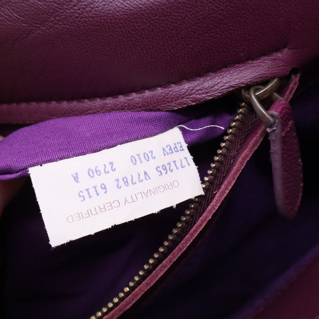 Dark Purple Intrecciato Woven Nappa Leather Roma Tote Bag TWINS B20084