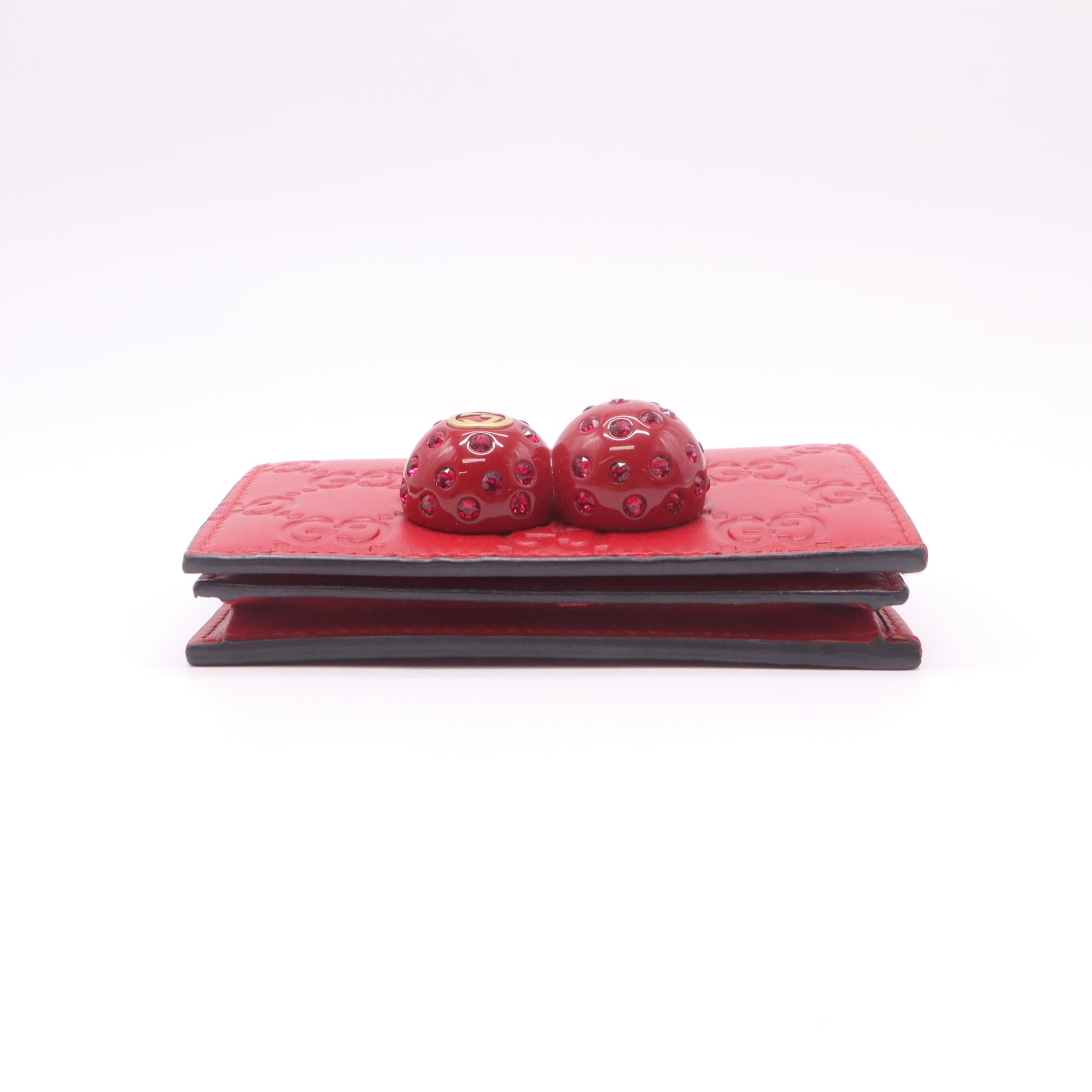 Gucci Signature Leather Cherry Card Case Wallet W22380