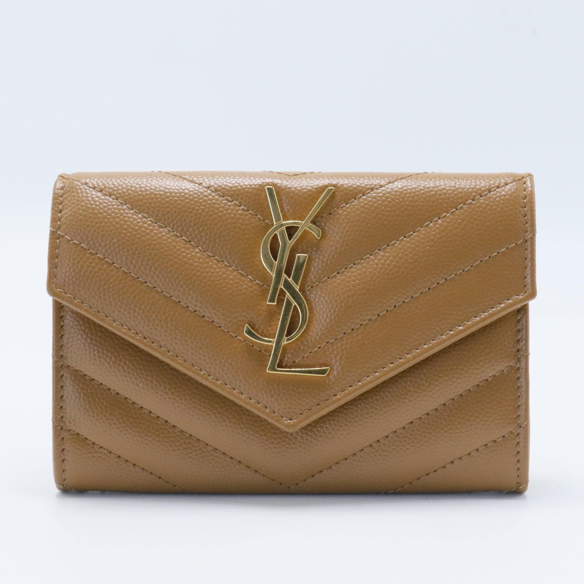 Saint Laurent  Monogram Chevron Leather Compact Wallet