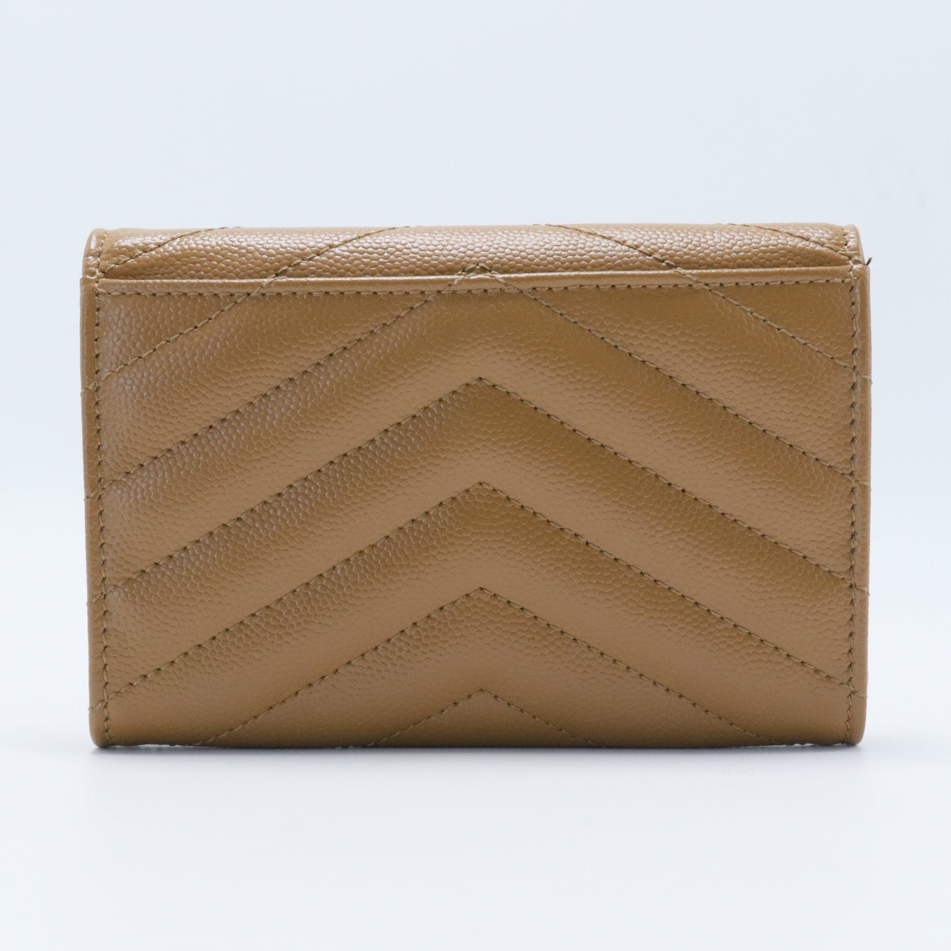 Saint Laurent  Monogram Chevron Leather Compact Wallet