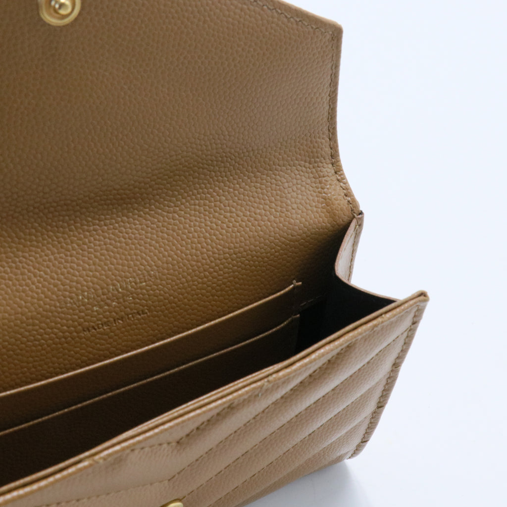 Saint Laurent  Monogram Chevron Leather Compact Wallet