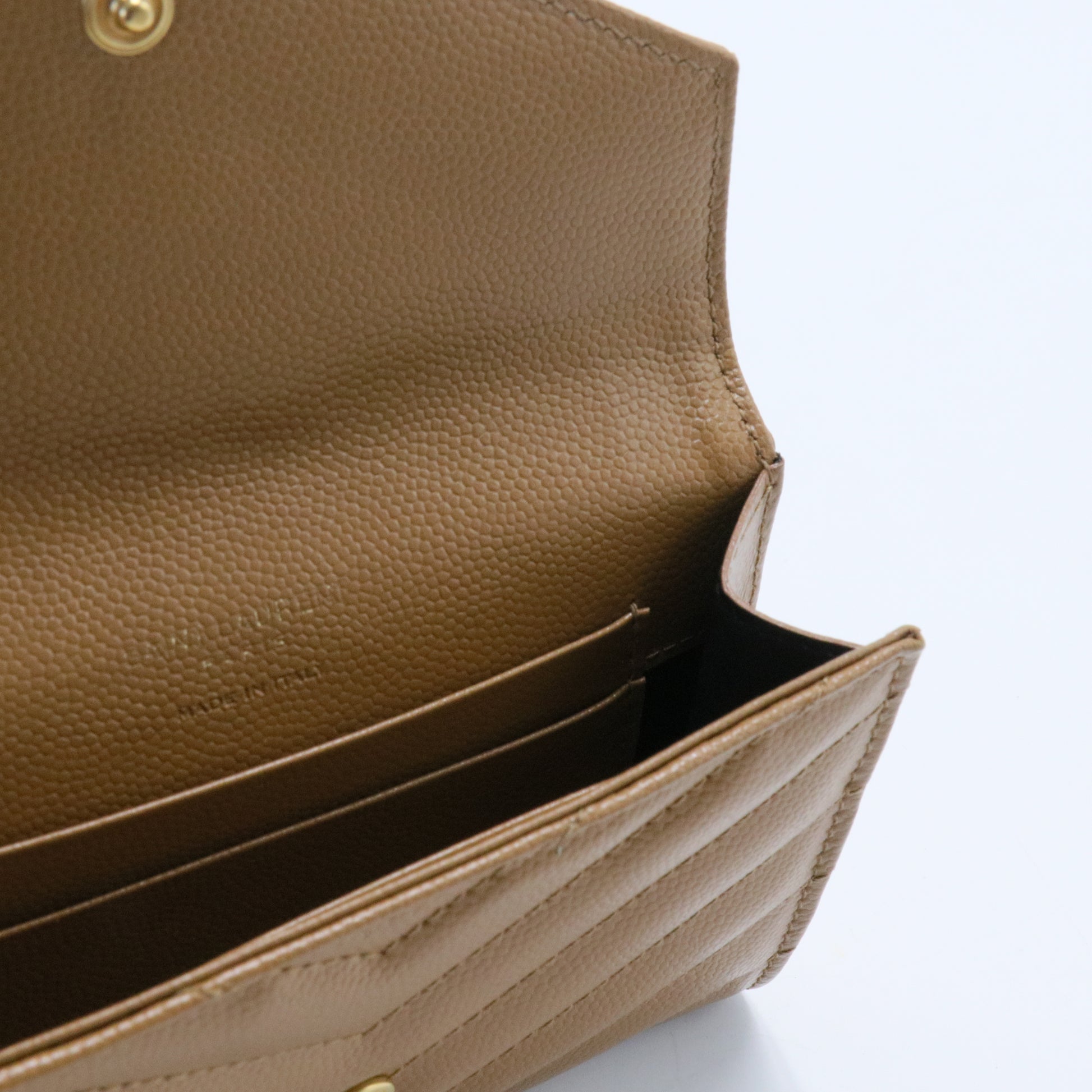 Saint Laurent  Monogram Chevron Leather Compact Wallet