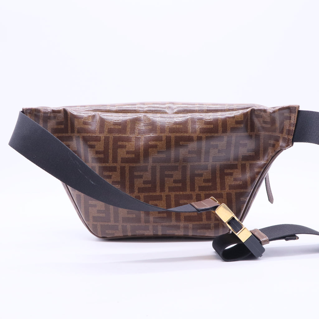 FENDI X FILA ZUCCA BROWN CANVAS BELT BAG  B20028
