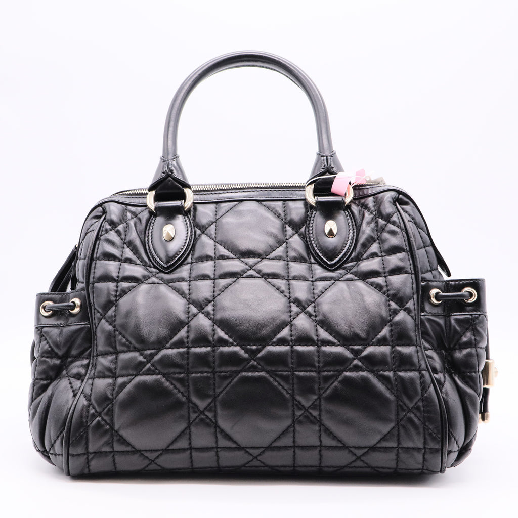 Black Cannage Quilted Leather Satchel Bag twins