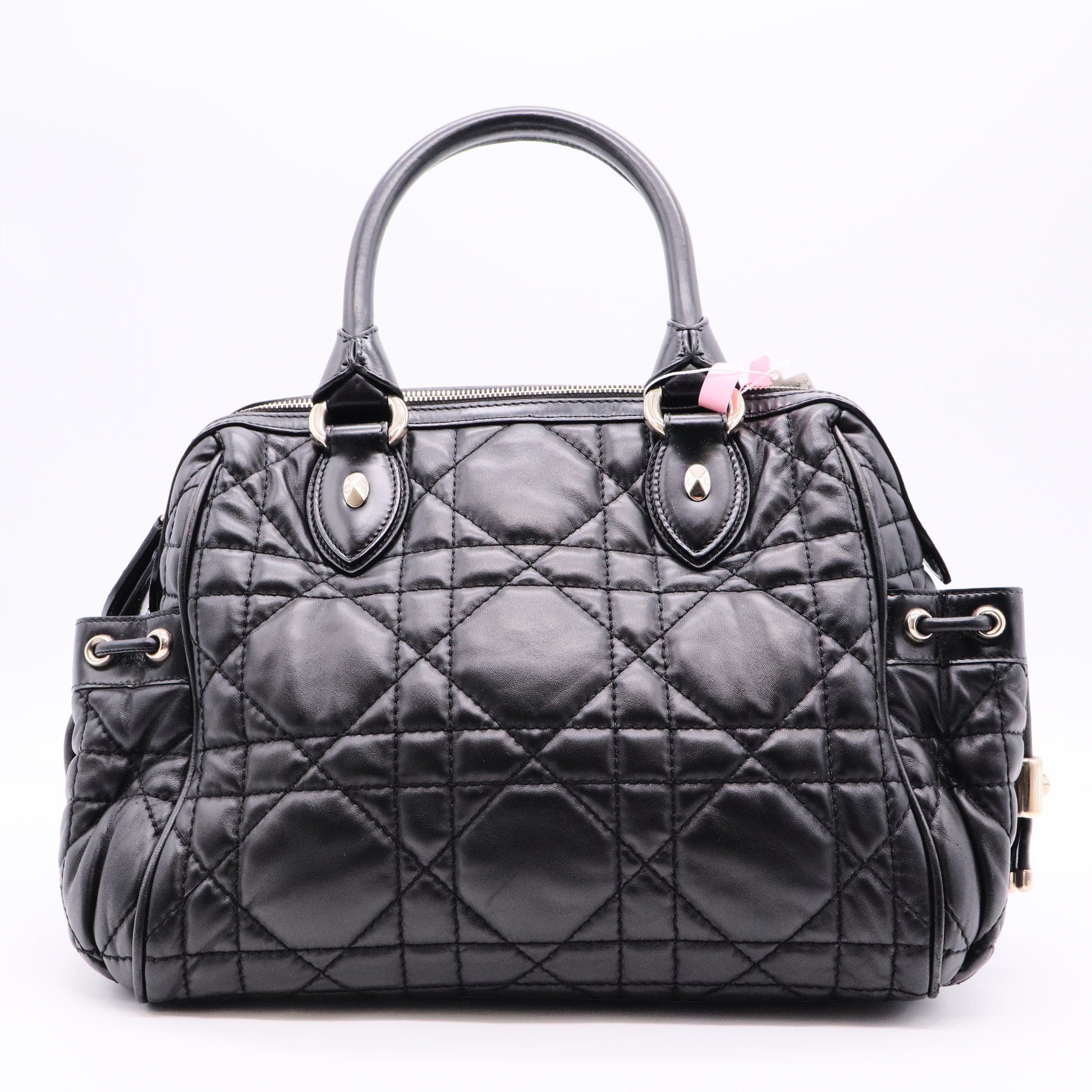 Black Cannage Quilted Leather Satchel Bag twins