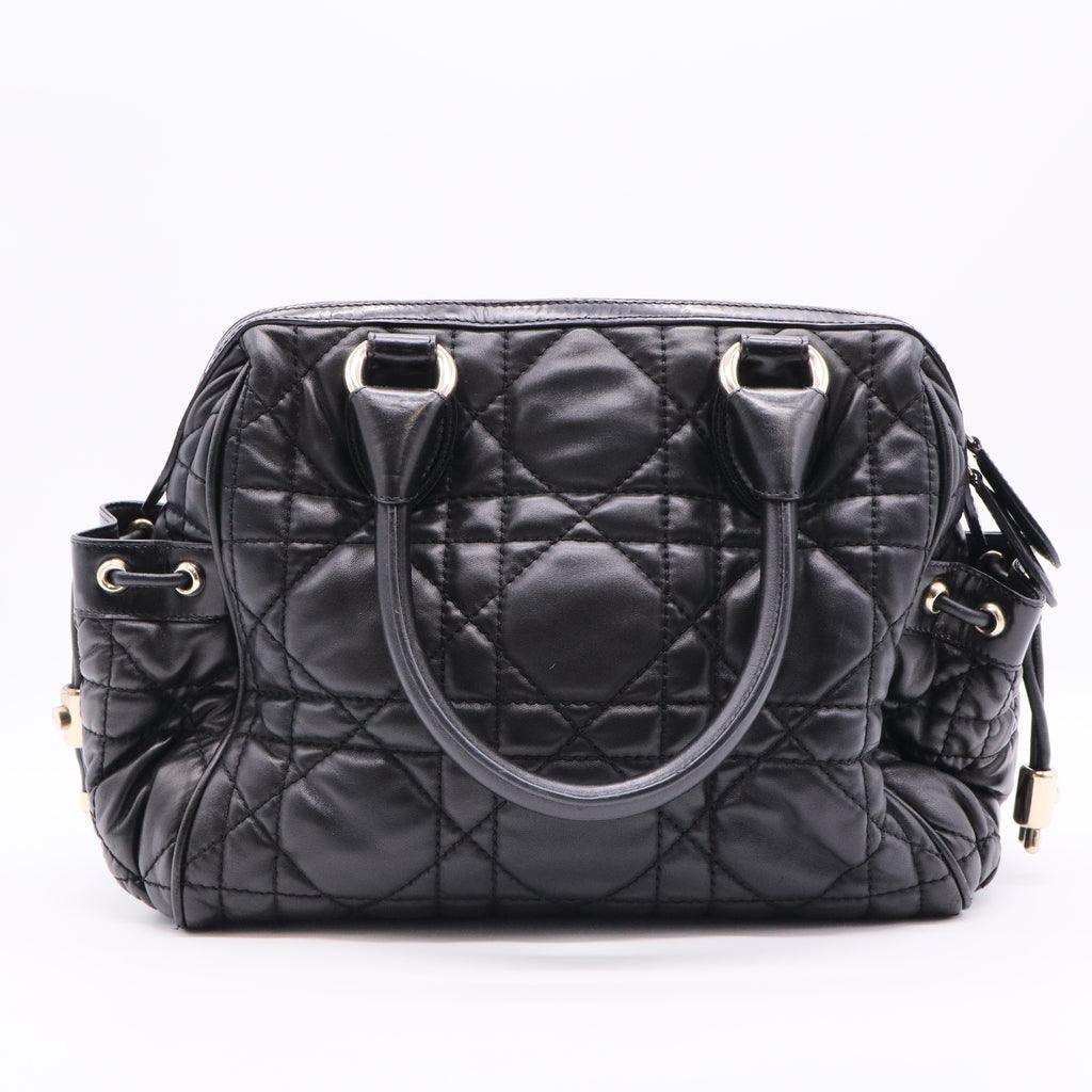 Black Cannage Quilted Leather Satchel Bag twins