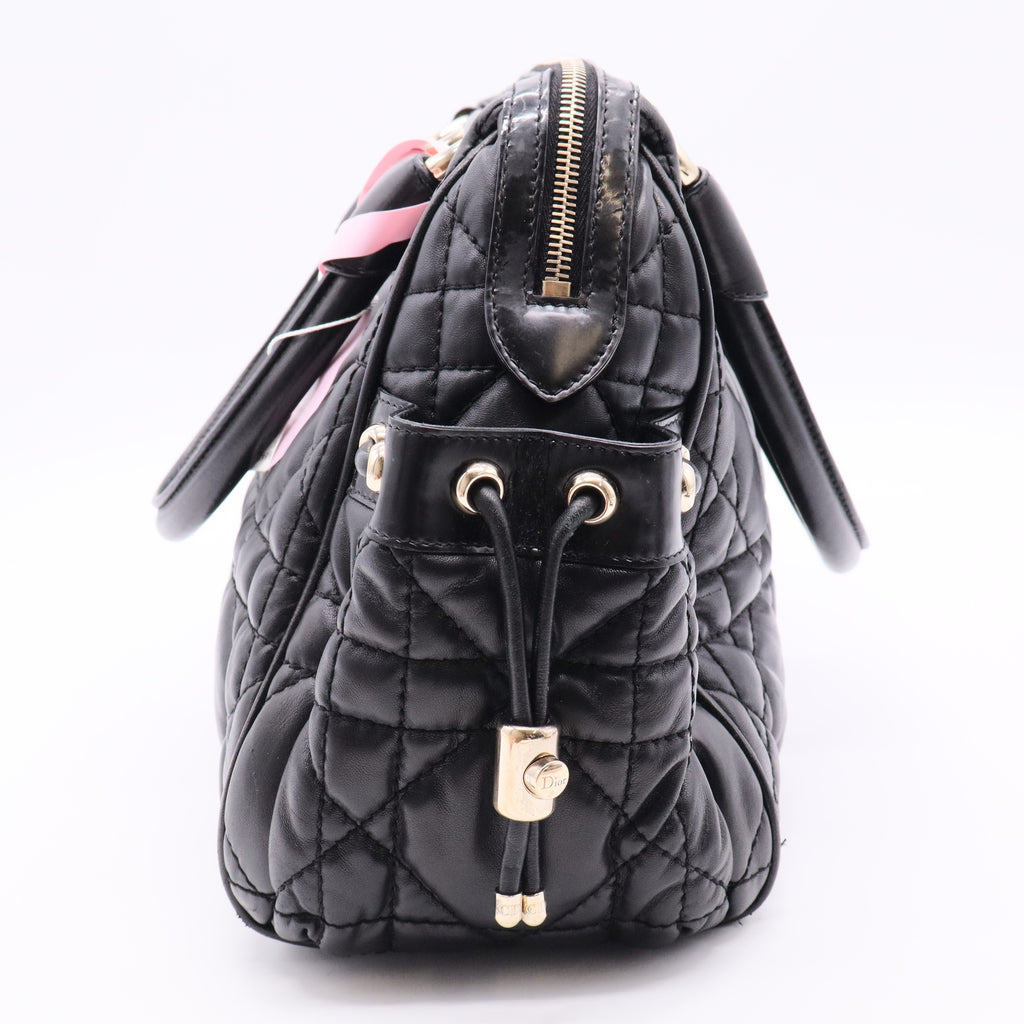 Black Cannage Quilted Leather Satchel Bag twins