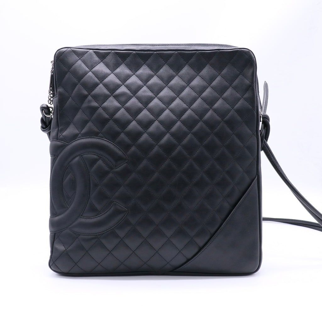 Chanel Calfskin Quilted Large Cambon Messenger Black twins B22907