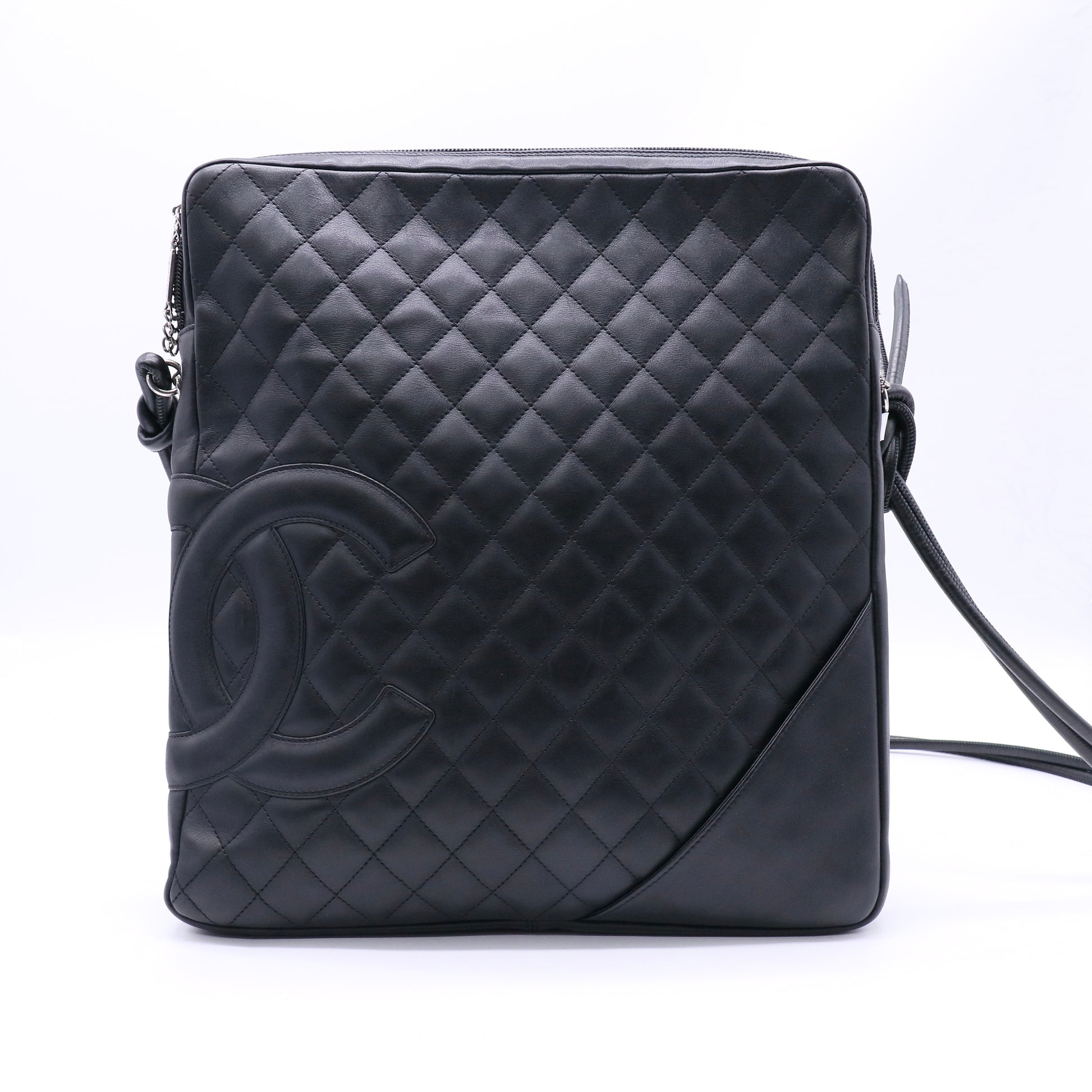 Chanel Calfskin Quilted Large Cambon Messenger Black twins B22907