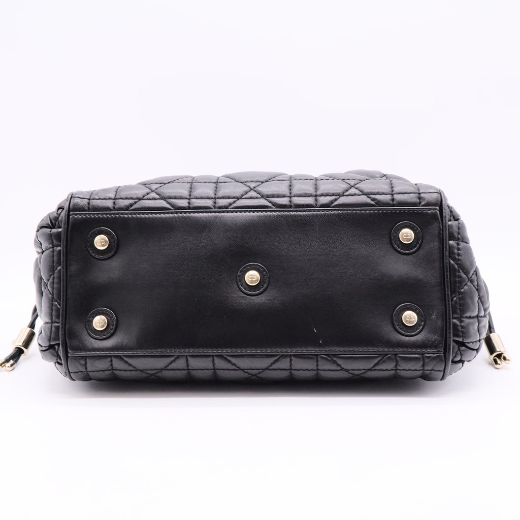 Black Cannage Quilted Leather Satchel Bag twins