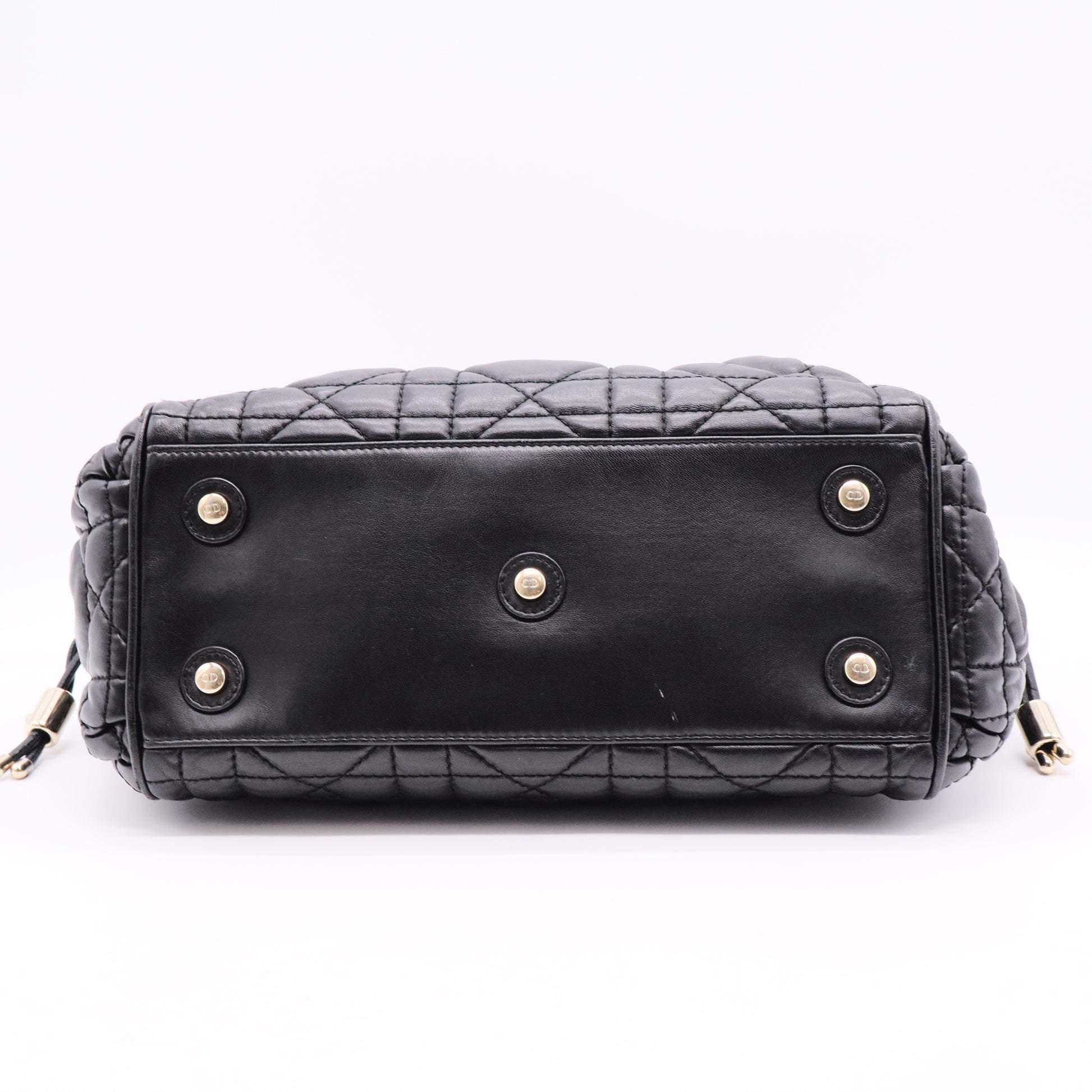 Black Cannage Quilted Leather Satchel Bag twins