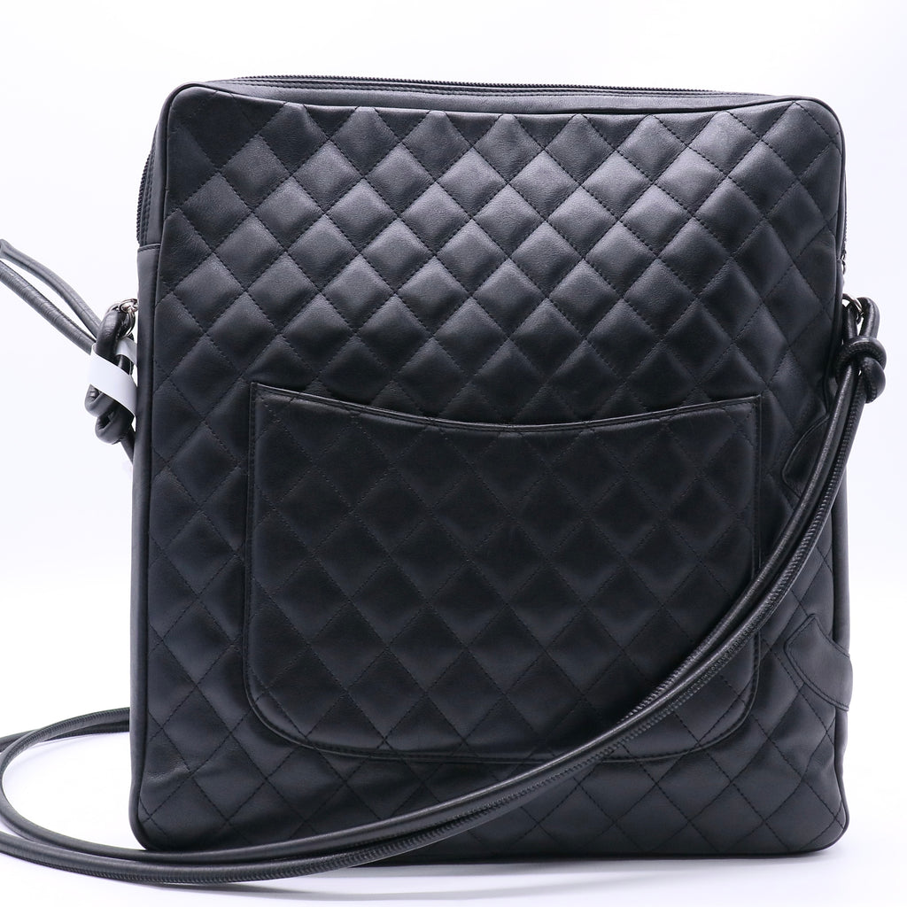 Chanel Calfskin Quilted Large Cambon Messenger Black twins B22907