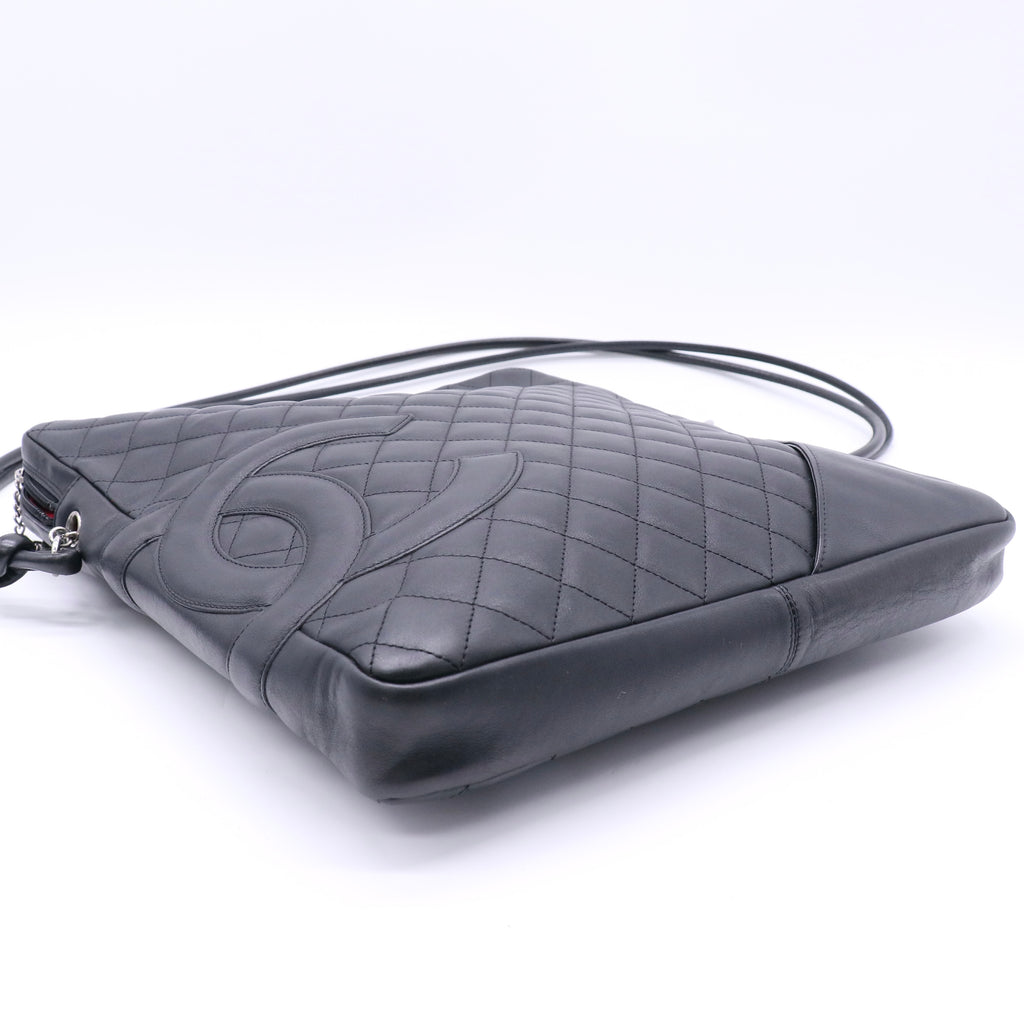 Chanel Calfskin Quilted Large Cambon Messenger Black twins B22907