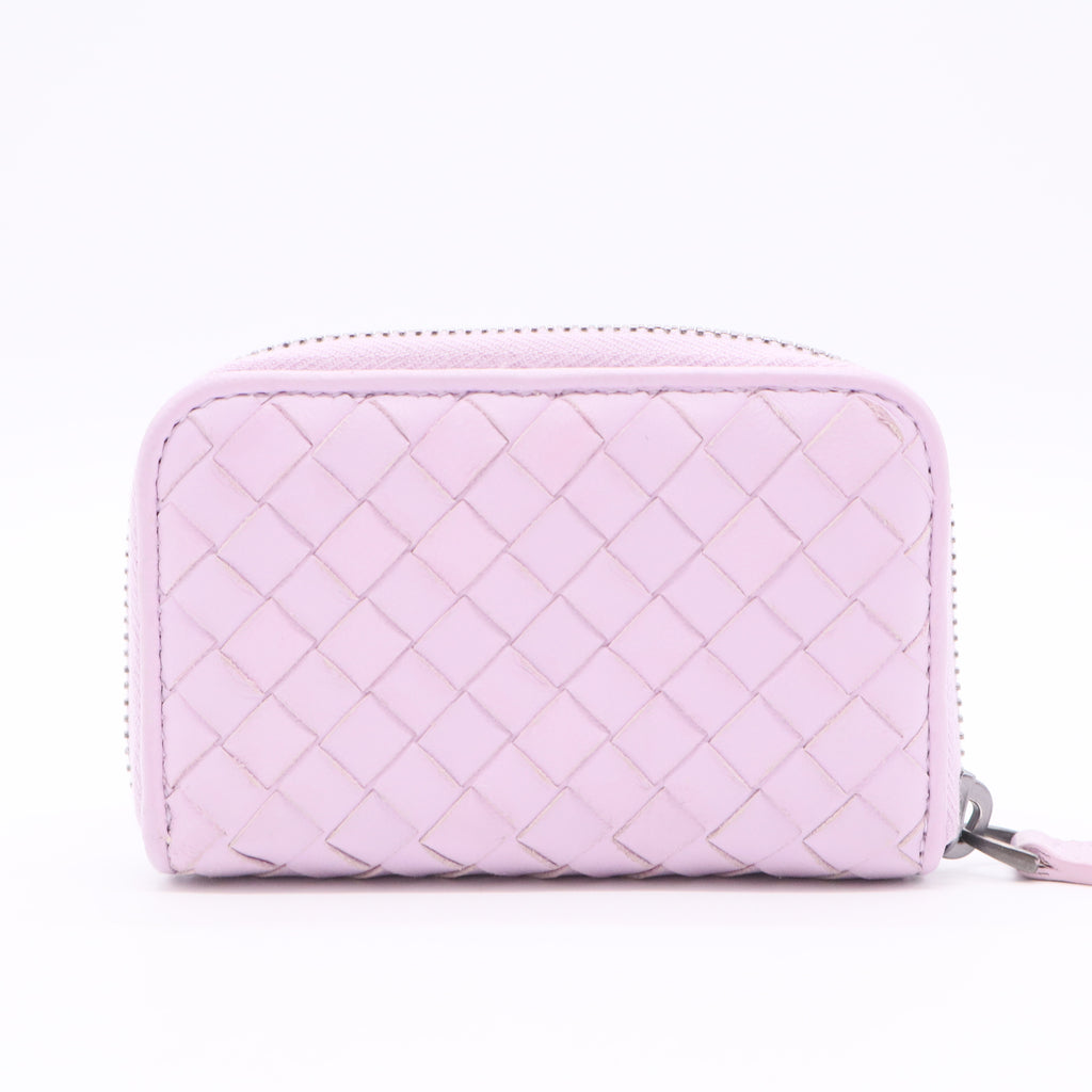 Lilac Intrecciato Leather Zip Around Wallet