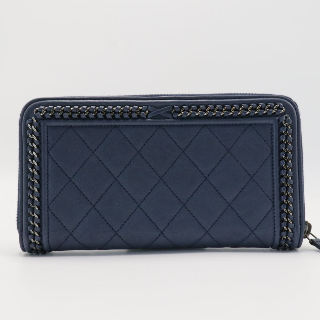 Chanel Boy Zip Around Wallet Quilted Caviar Long