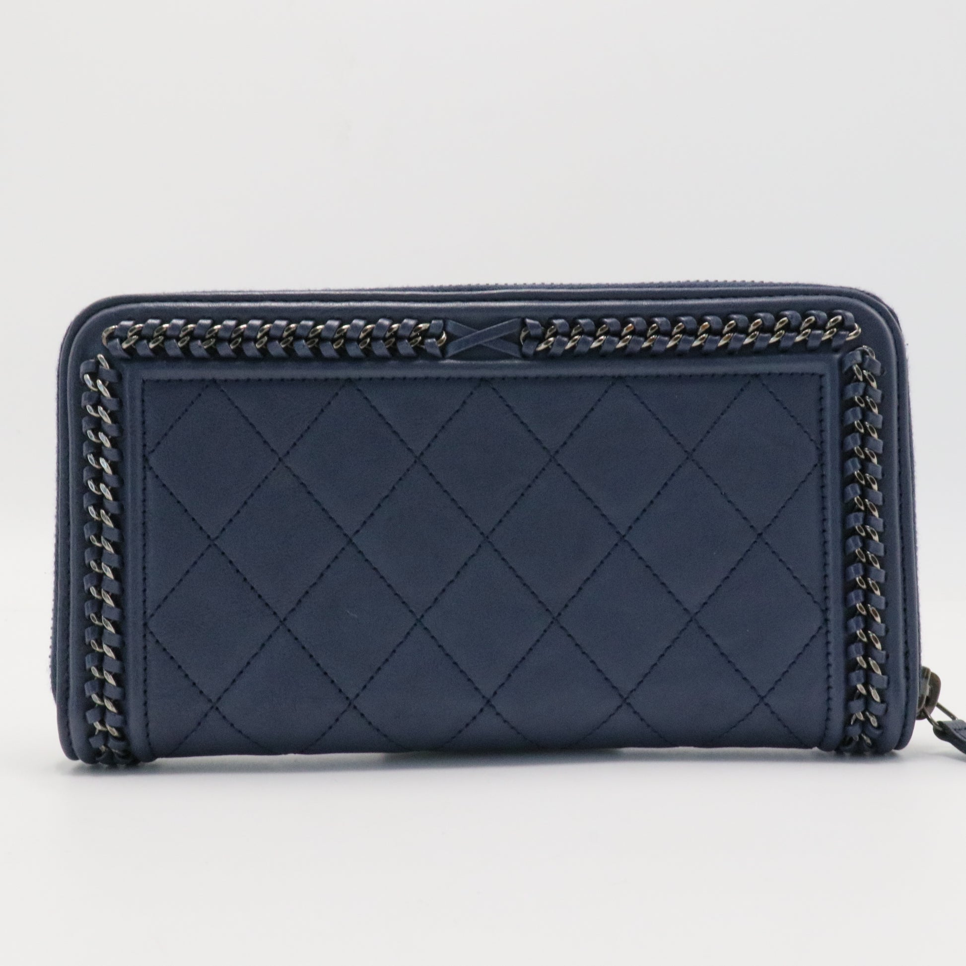 Chanel Boy Zip Around Wallet Quilted Caviar Long