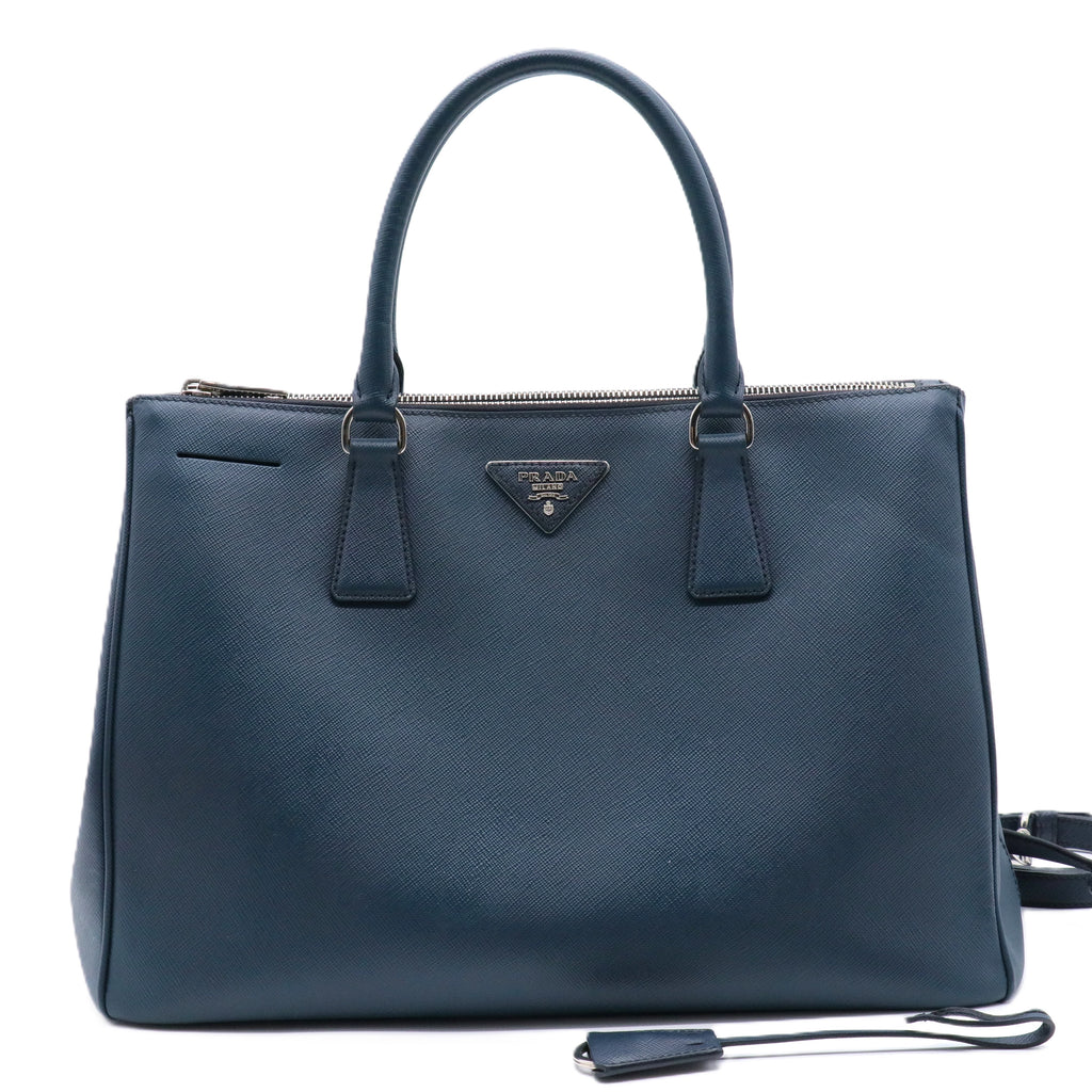Bluette Saffiano Leather Medium Double Zip Tote Bag
