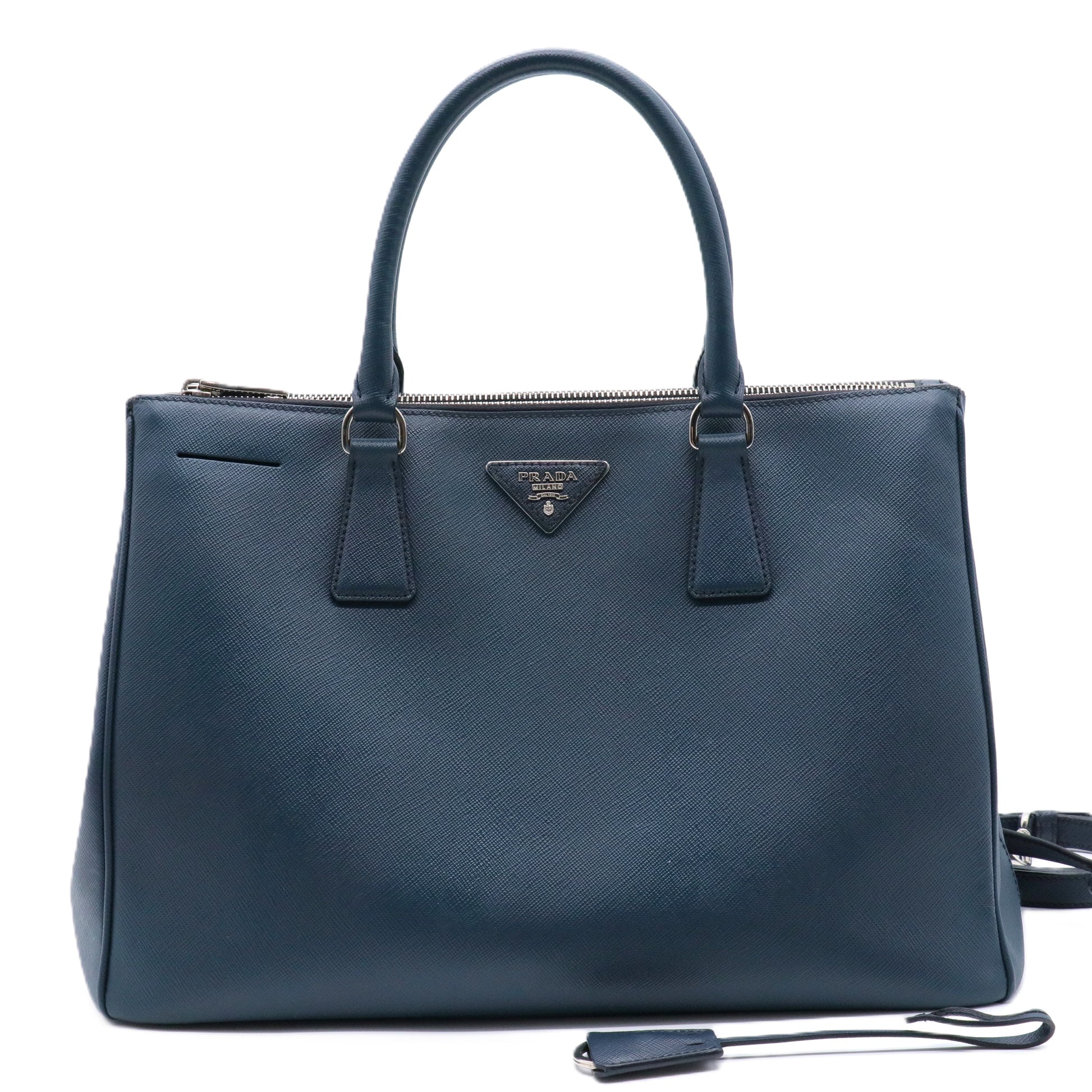 Bluette Saffiano Leather Medium Double Zip Tote Bag