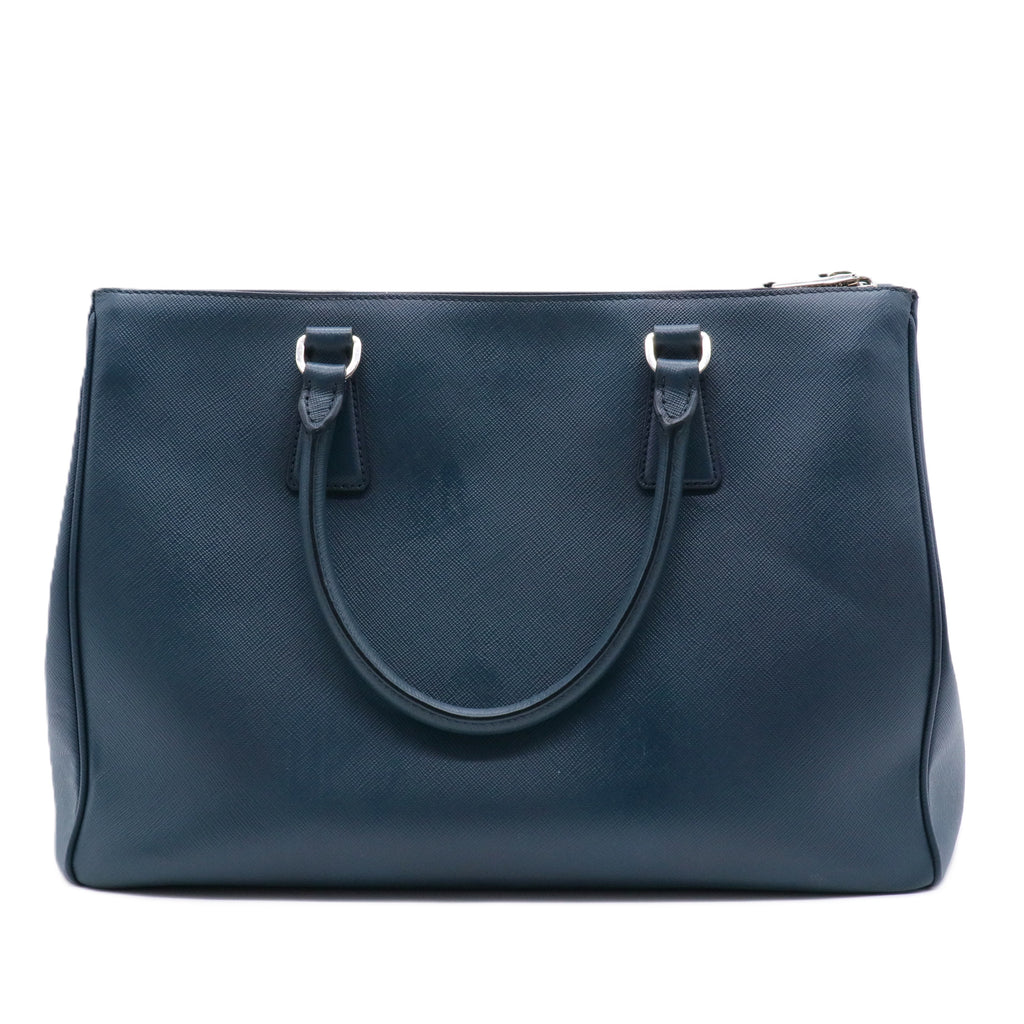 Bluette Saffiano Leather Medium Double Zip Tote Bag