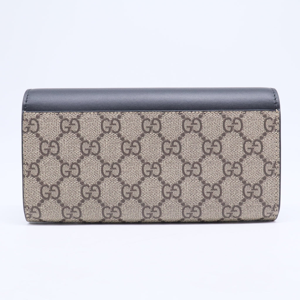 Calfskin GG Supreme Monogram Wristlet Clutch Wallet Dark Brown W20589