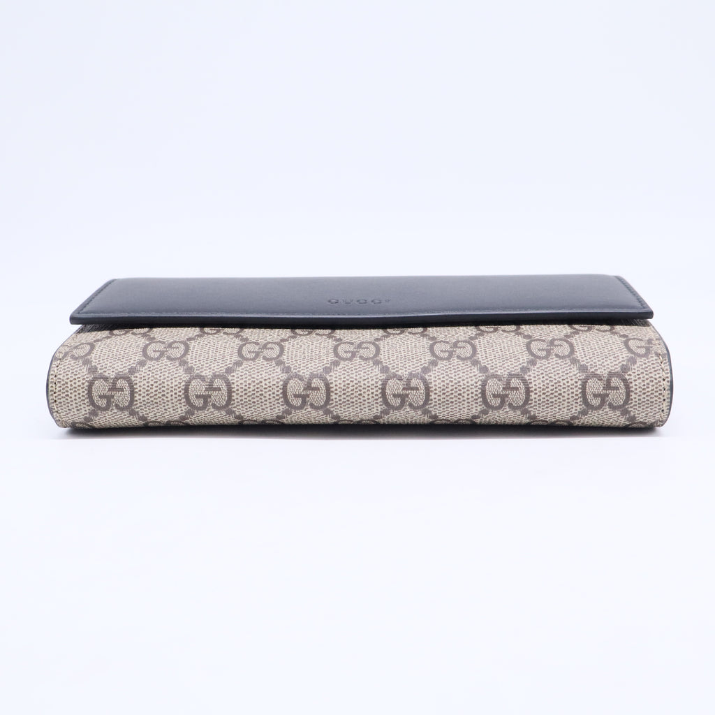 Calfskin GG Supreme Monogram Wristlet Clutch Wallet Dark Brown W20589