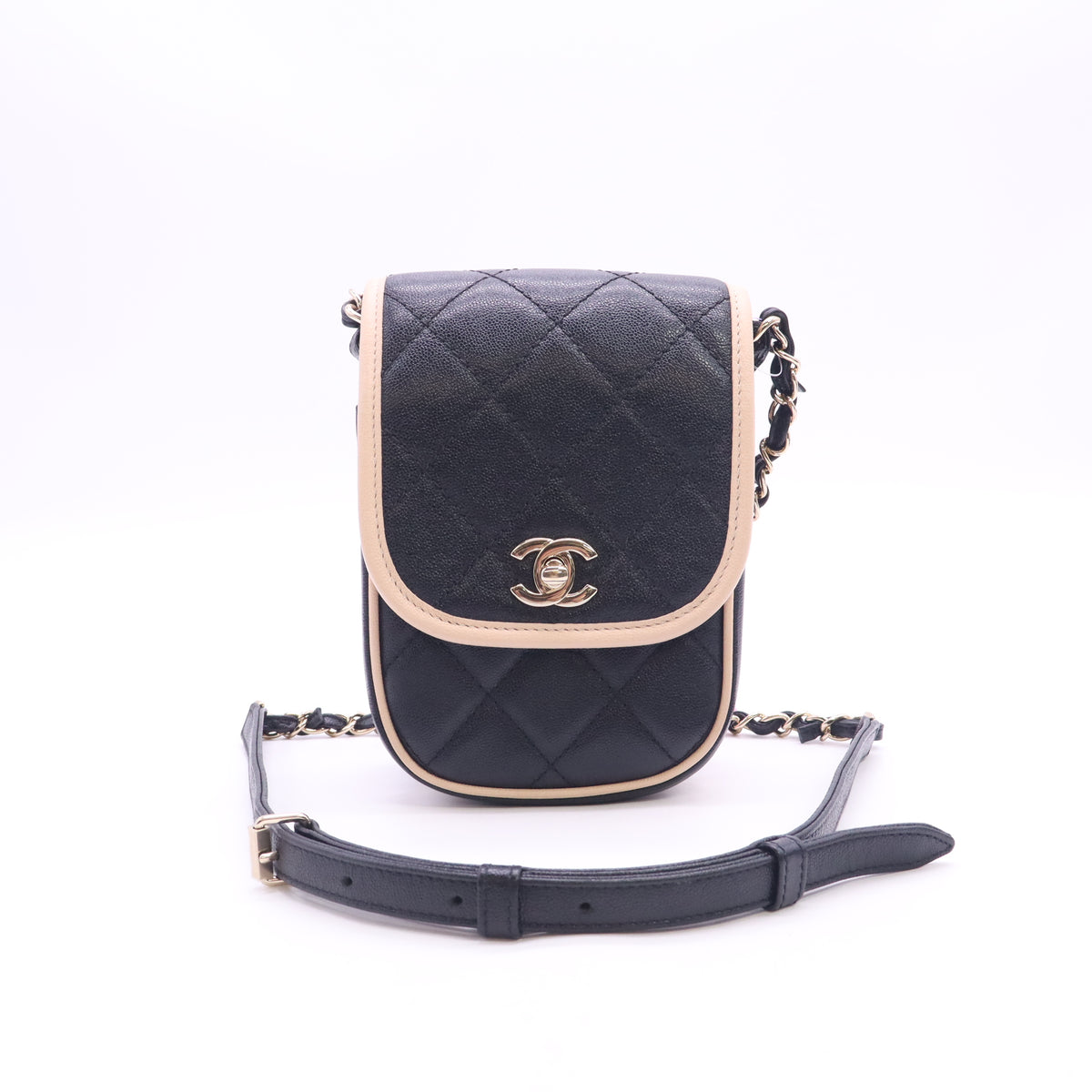 Chanel Caviar Quilted CC Phone Holder Bag with Chain twins LDJ6608