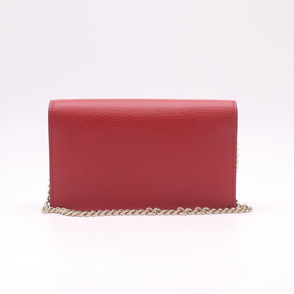Gucci Dollar Calfskin Interlocking G Betty Chain Wallet in Red W22379