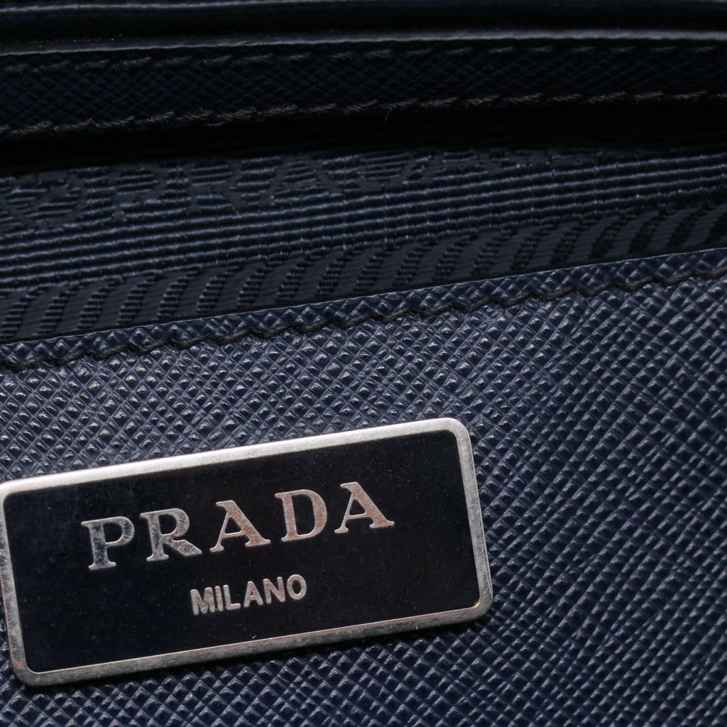 Bluette Saffiano Leather Medium Double Zip Tote Bag