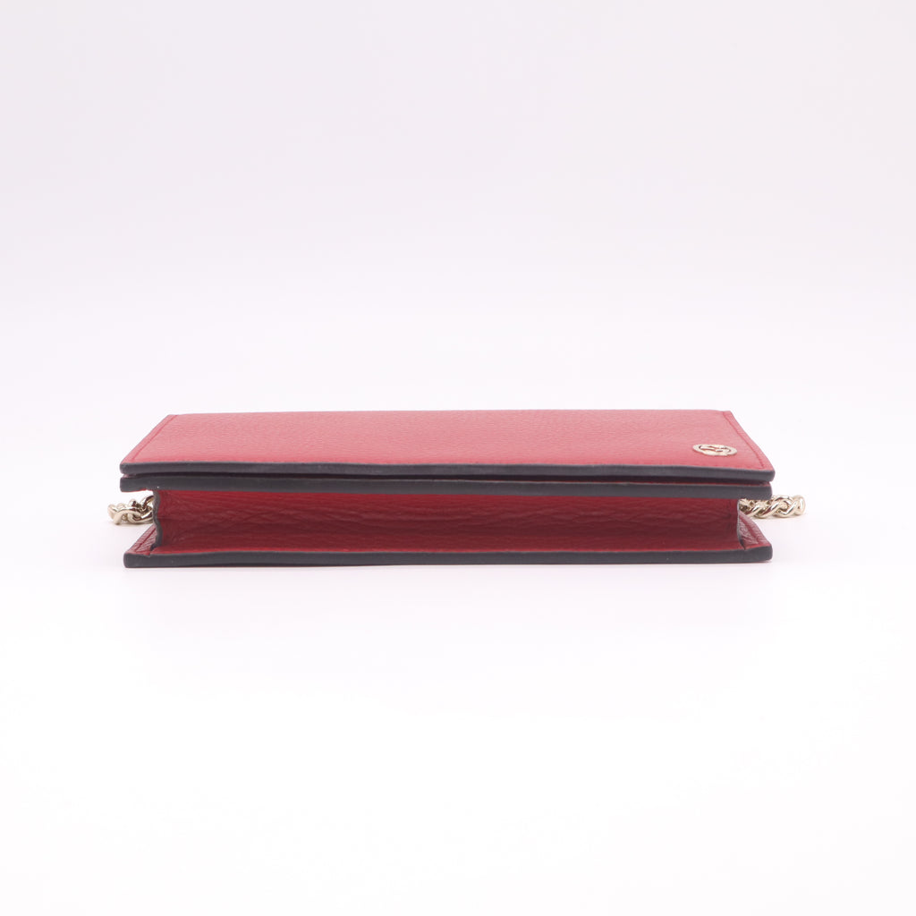 Gucci Dollar Calfskin Interlocking G Betty Chain Wallet in Red W22379