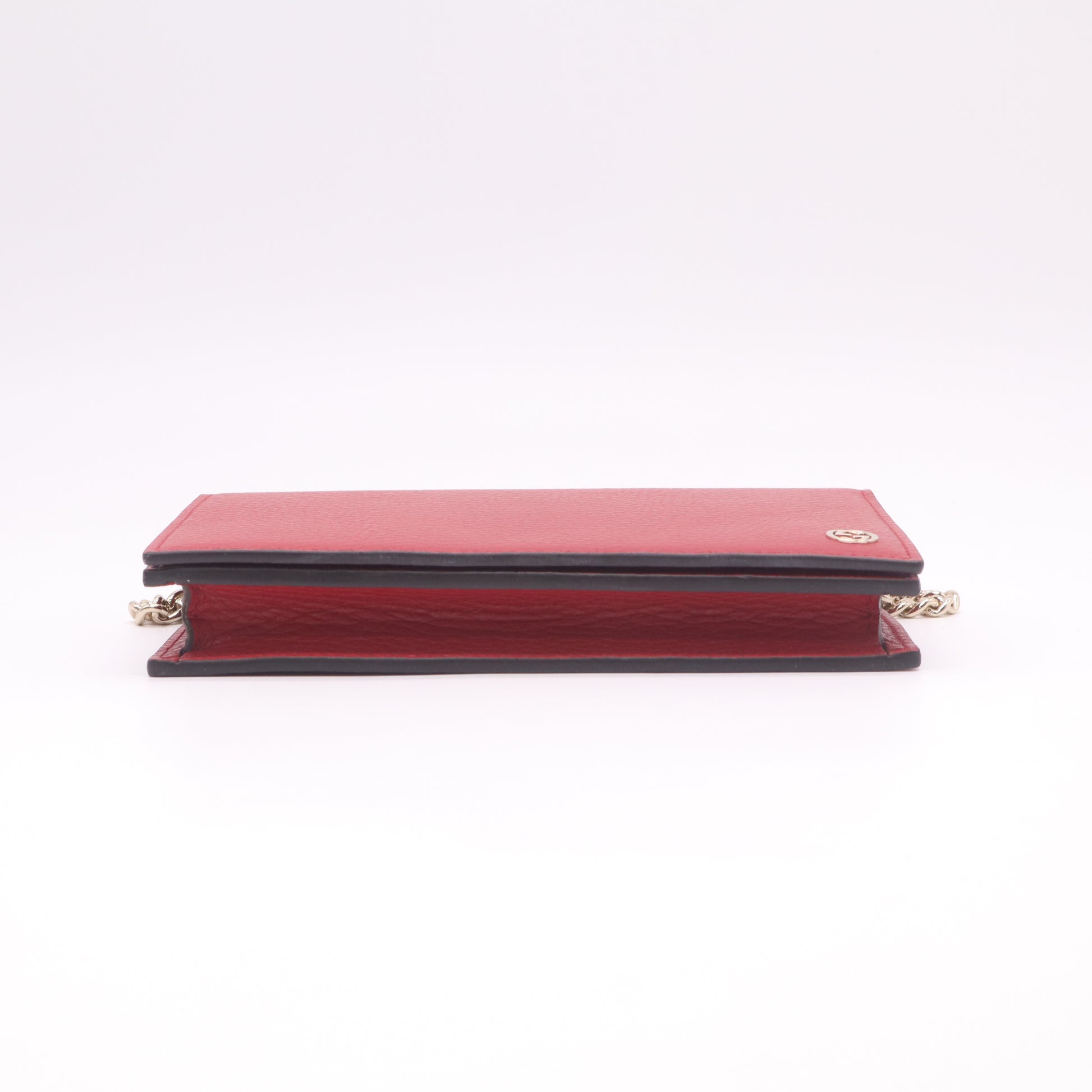 Gucci Dollar Calfskin Interlocking G Betty Chain Wallet in Red W22379
