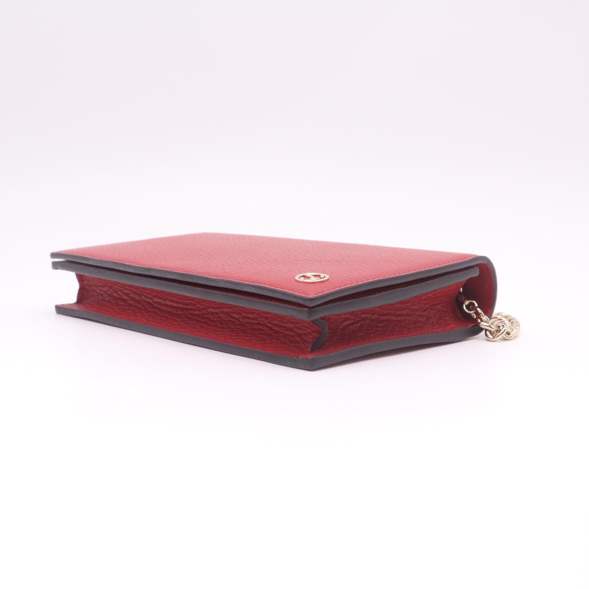 Gucci Dollar Calfskin Interlocking G Betty Chain Wallet in Red W22379
