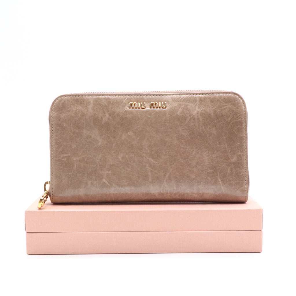 Miu Miu Vitello Shine Zip Around Wallet W20897